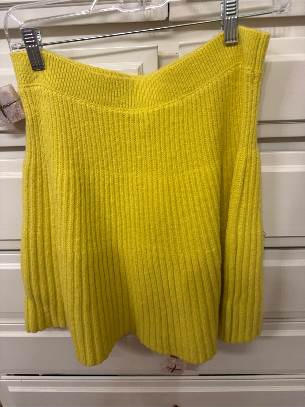 Maeve Bright Yellow Ribbed knit sweater skirt. Medium